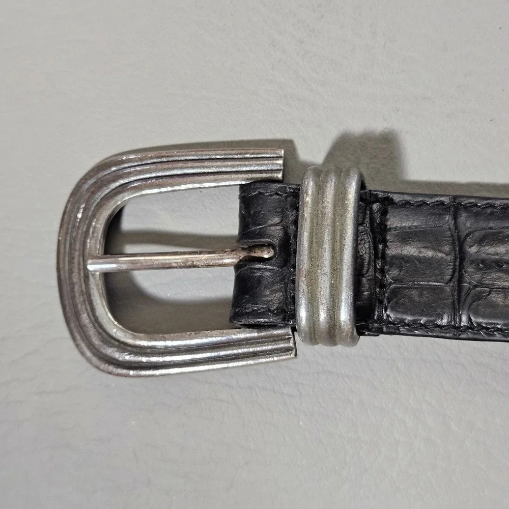 Trafalgar Mens Black Wallaroo Grained Calf Leather Belt Size 40 USA